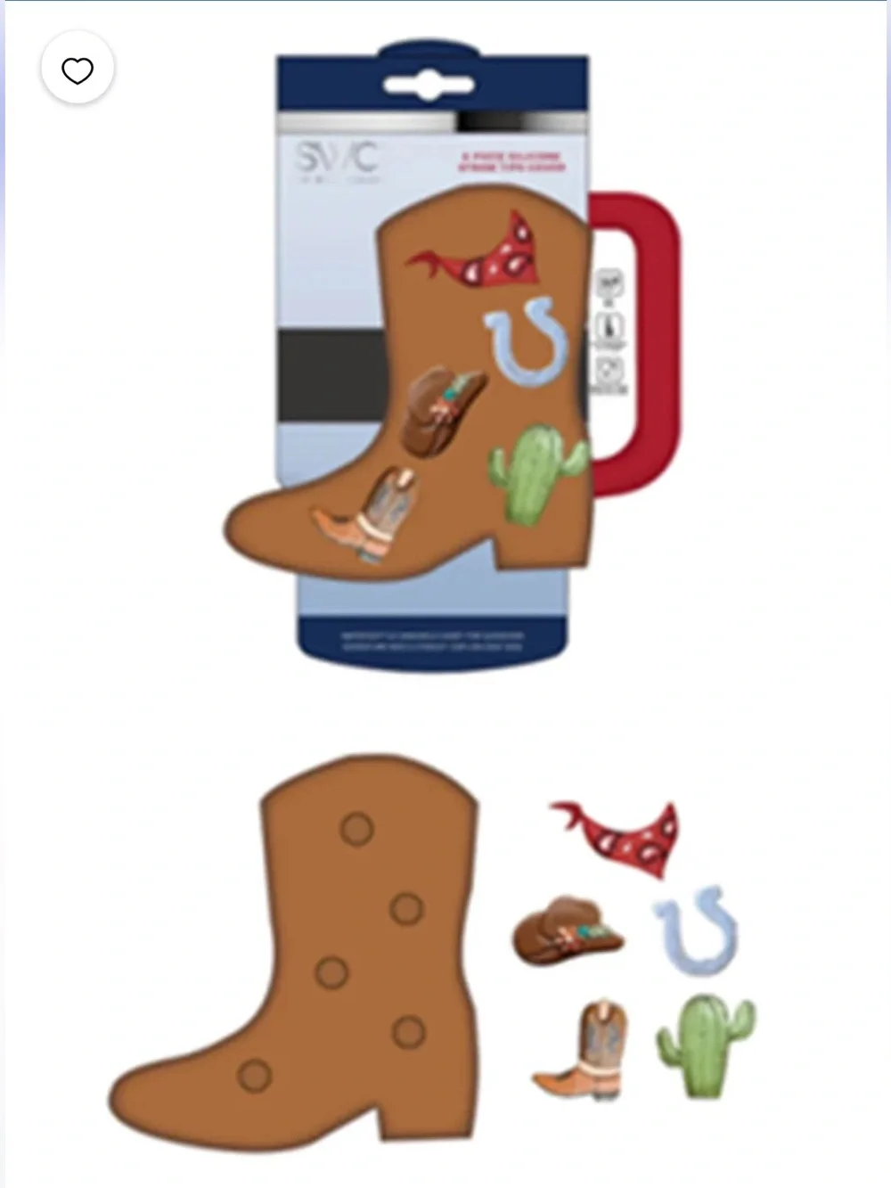 Brown Rubber Cowboy Boot Water Bottle Pouch with Removable Western Charms